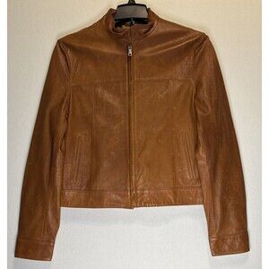 Knoles & Carter Men’s Vintage Italian Lambskin Leather Jacket Cognac, Size M.
